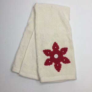 Christmas Towel Kitchen Bathroom Embroidered Snowflake Star Flower